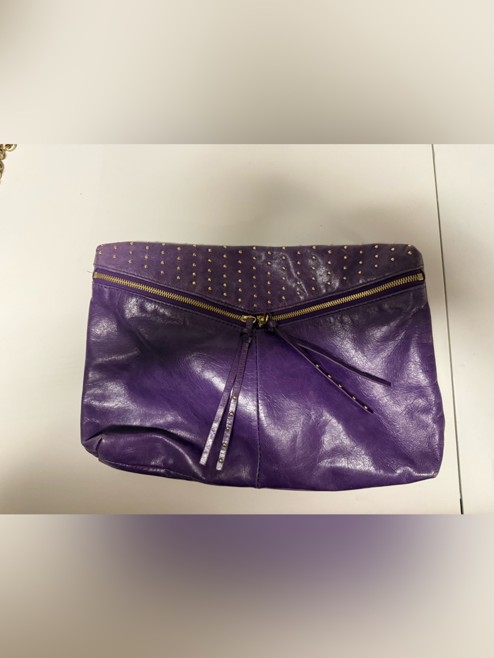 Vintage HOBO Purple Leather Studded Women's Bag - Picture 10 of 13